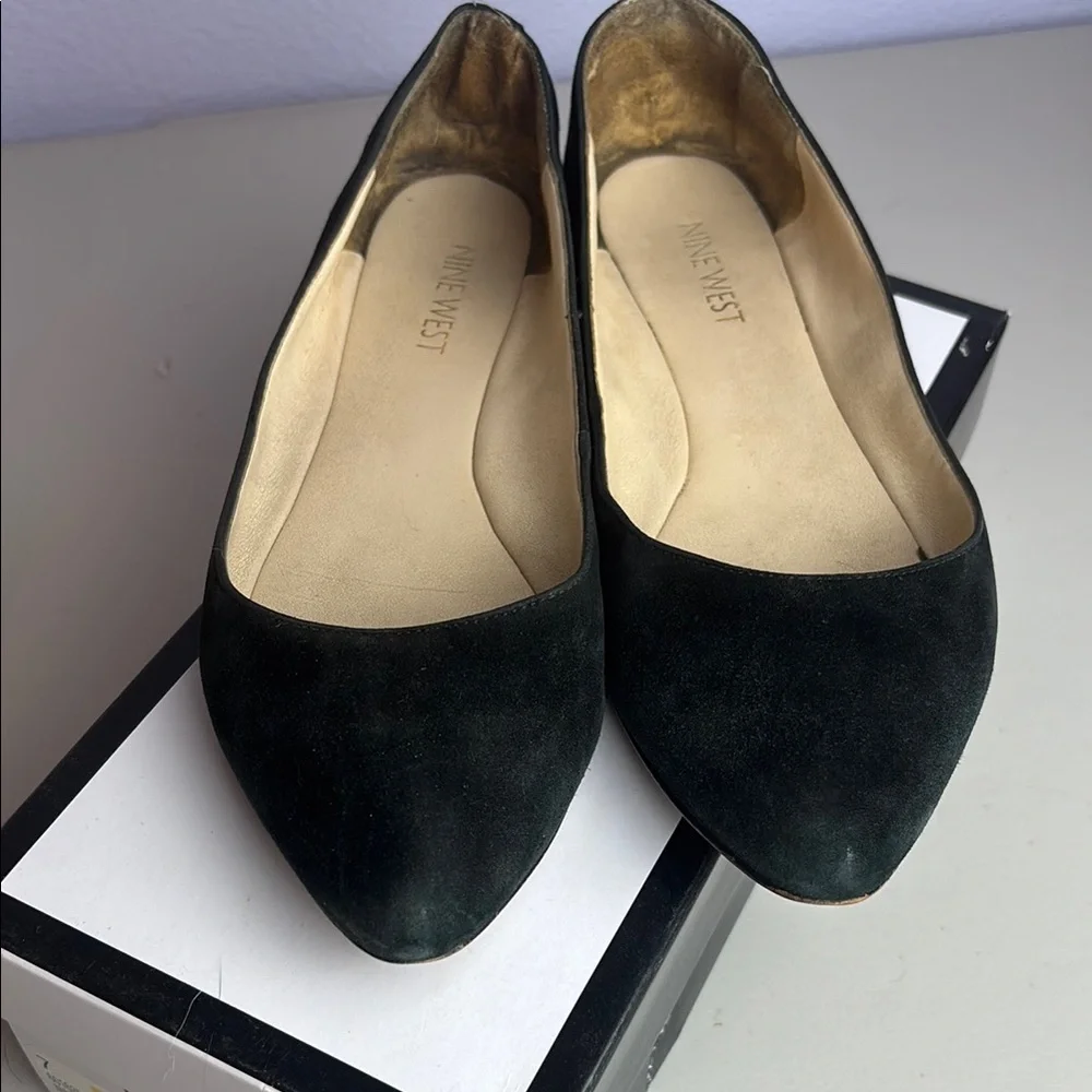Nine West Dark Green Suede Women's Speakup Flats